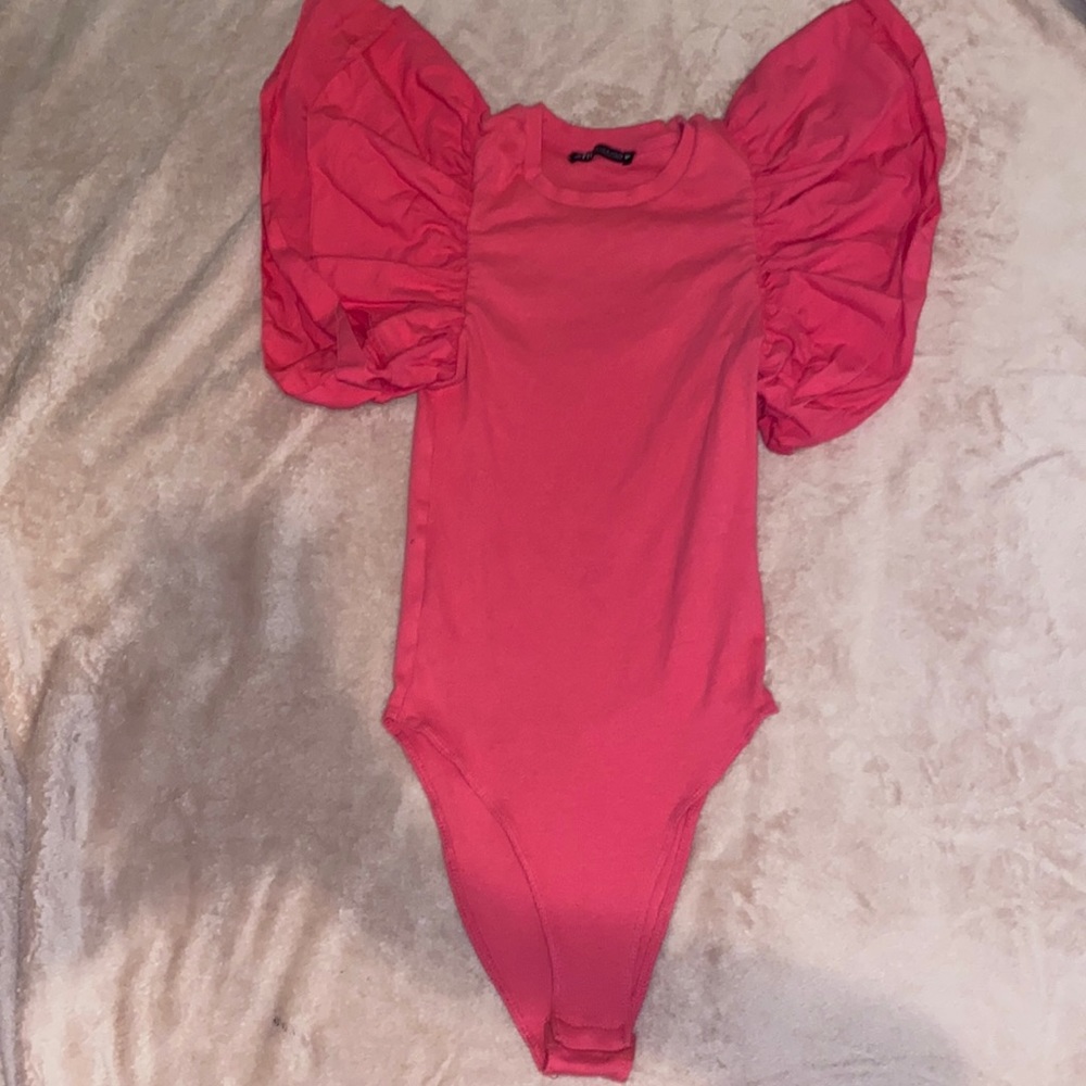 Pink Puff Sleeve Bodysuit